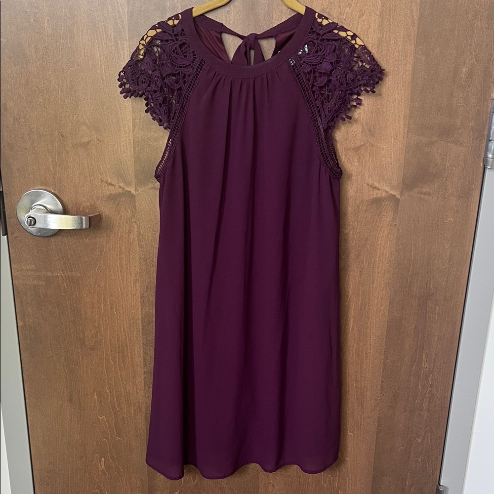 💜 She + Sky Purple Lace Sleeve Mini Dress – Size Medium 💜